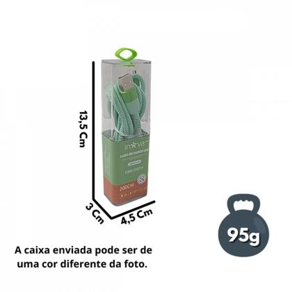 Imagem de Cabo Micro USB V8 Nylon 3.4A 2 Metros INOVA CBO-20211: Dados e Carga Turbo