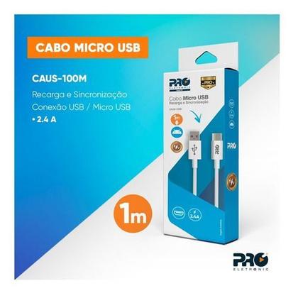 Imagem de Cabo Micro Usb V8 Recarga E Dados 1m Caus-100m Proeletronic