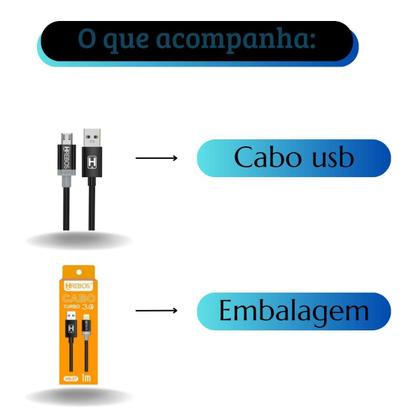 Imagem de Cabo Micro Usb V8 Turbo Dados E Carregador 1 Metro Android