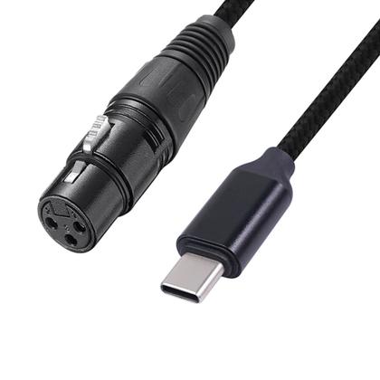 Imagem de Cabo Microfone 2M Para Celular Smartphone XLR Femea Com Entrada TIPO-C  Padrão Global