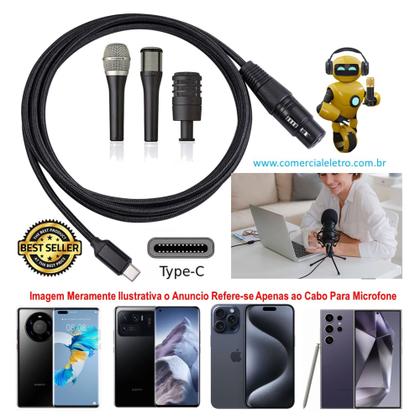 Imagem de Cabo Microfone 2M Para Celular Smartphone XLR Femea Com Entrada TIPO-C  Padrão Global
