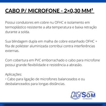 Imagem de Cabo Microfone 2x0,30mm Eco Dupla Blindagem Datalink 100 Mts