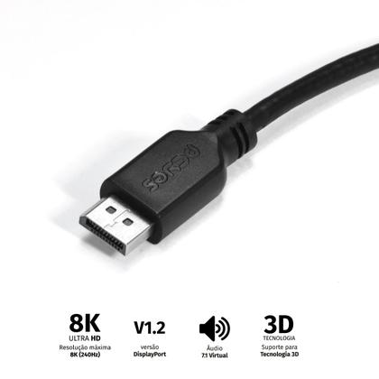 Imagem de Cabo Mini Displayport Macho para Displayport Macho V.1.2 28AWG Puro Cobre 2 Metros - PMDDPM-2