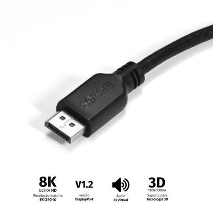 Imagem de Cabo Mini Displayport Macho para Displayport Macho V.1.2 28AWG Puro Cobre 2 Metros - PMDDPM-2  PCYES
