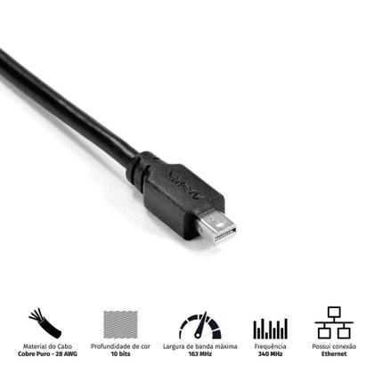 Imagem de Cabo Mini Displayport Macho para Displayport Macho V.1.2 28AWG Puro Cobre 2 Metros - PMDDPM-2  PCYES