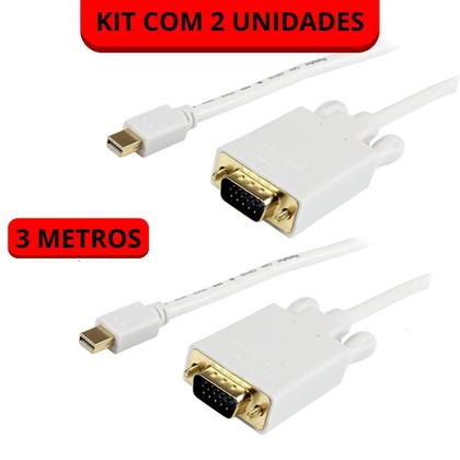Imagem de Cabo Mini Displayport VGA  1920x1200 MDP 3 Metros Kit 2 Un