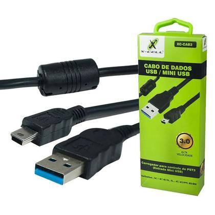 Imagem de Cabo Mini Usb 3.0 V3 C/ Filtro P/ Controle Ps3 1,8m X-cell