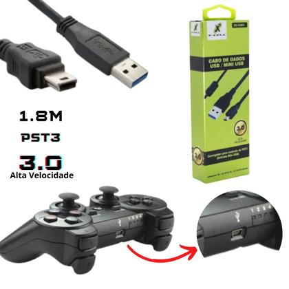 Imagem de Cabo Mini Usb 3.0 V3 C/ Filtro P/ Controle Ps3 1,8m X-cell