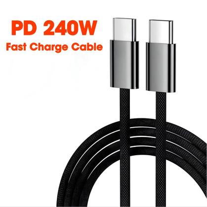 Imagem de Cabo Nylon Trançado USB-C Tipo C 240W Turbo 1 Metro A'Gold CB-53