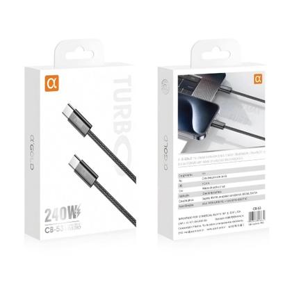 Imagem de Cabo Nylon Trançado USB-C Tipo C 240W Turbo 1 Metro A'Gold CB-53