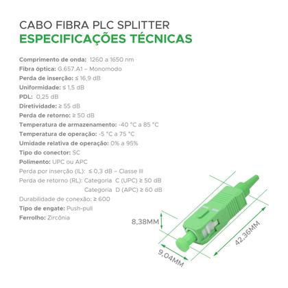 Imagem de Cabo Óptico Com Divisor Plc Splitter 1x32 Sc/apc Homologado