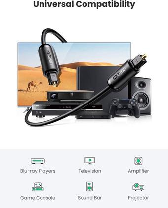 Imagem de Cabo Óptico De Áudio Digital Ugreen Toslink Spdif - 2 Metros