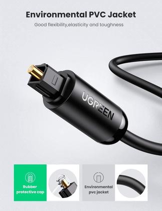 Imagem de Cabo Óptico De Áudio Digital Ugreen Toslink Spdif - 2 Metros