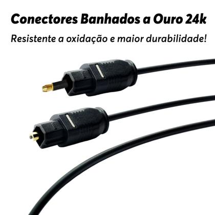 Imagem de Cabo Óptico de Áudio Som Digital Mini Toslink 3,5mm SPDIF 10m 10 metros Compatível com Chromecast Alexa Macbook Mac iMac