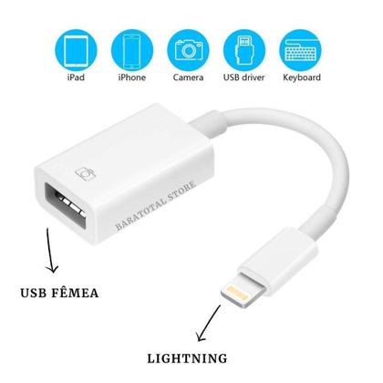 Imagem de Cabo Otg Para Ios Adaptador Usb Pen Drive Lightning Dados Plug - It Blue