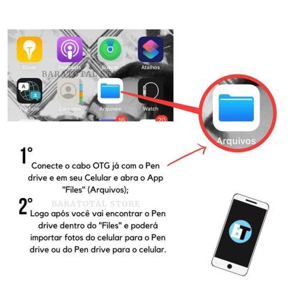 Imagem de Cabo Otg Para Ios Adaptador Usb Pen Drive Lightning Dados Plug - It Blue
