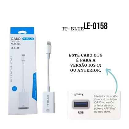 Imagem de Cabo Otg Para Ios Adaptador Usb Pen Drive Lightning Dados Plug - It Blue