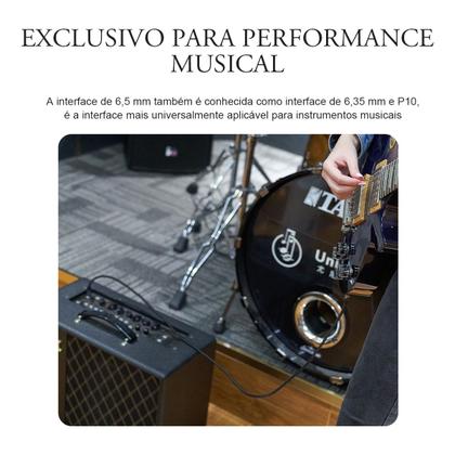 Imagem de Cabo P10 Mono Audio Auxiliar Caixa Som Mixer Blindado 50cm