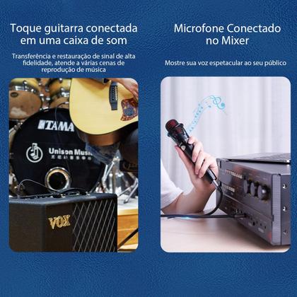 Imagem de Cabo P10 Mono Audio Auxiliar Caixa Som Mixer Blindado 50cm