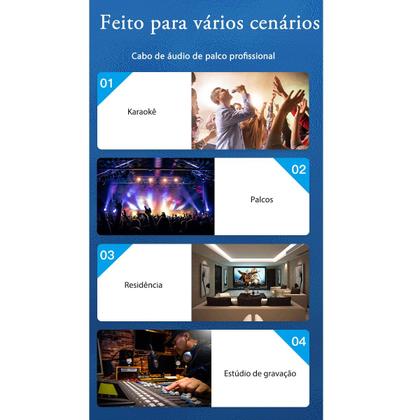 Imagem de Cabo P10 Mono Audio Auxiliar Caixa Som Mixer Blindado 50cm