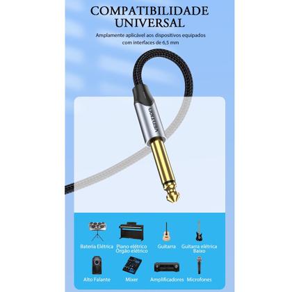 Imagem de Cabo P10 Mono Audio Auxiliar Caixa Som Mixer Blindado 50cm