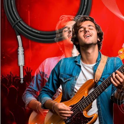 Imagem de Cabo P10 Mono Para P10 Mono 90º Graus Violão Guitarra Baixo 1m Metro - Pulse Eletrolon