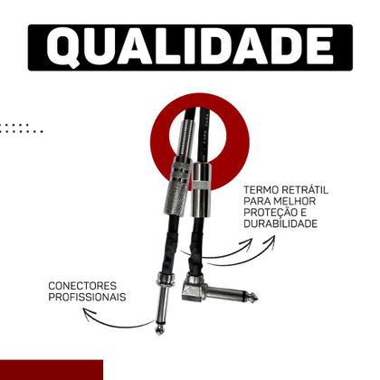 Imagem de Cabo P10 Mono Para P10 Mono 90º Graus Violão Guitarra Baixo 1m Metro - Pulse Eletrolon