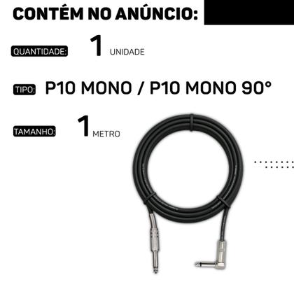 Imagem de Cabo P10 Mono Para P10 Mono 90º Graus Violão Guitarra Baixo 1m Metro - Pulse Eletrolon