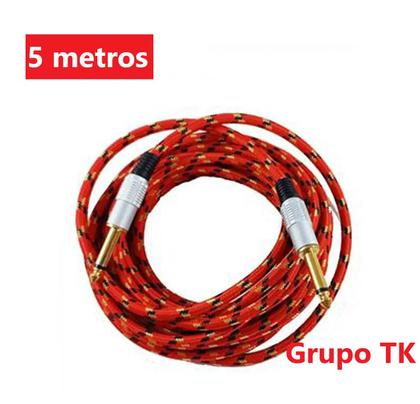Imagem de Cabo P10 X P10  --  5 metros -- MXT -- Acabamento em Tecido -- Vermelho