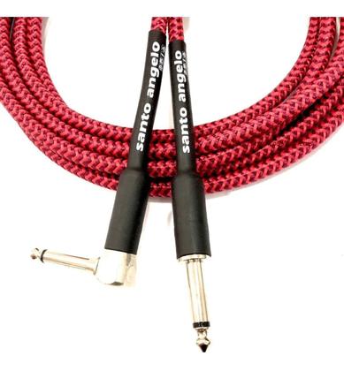 Imagem de Cabo P10 X P10 L (90) -- 3,05 metros (10FT) -- Santo Angelo -- Acabamento em Tecido -- Vermelho -- TX L