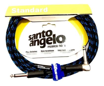 Imagem de Cabo P10 X P10 L (90) -- 4,57 metros (15FT) -- Santo Angelo -- Acabamento em Tecido -- Azul c/ Preto -- TX L