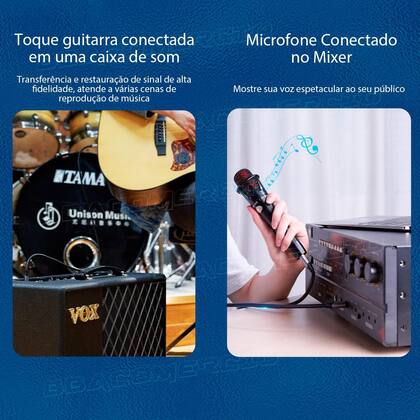 Imagem de Cabo P10 x P10 Mono DJ 2 Metros Profissional Nylon Vention