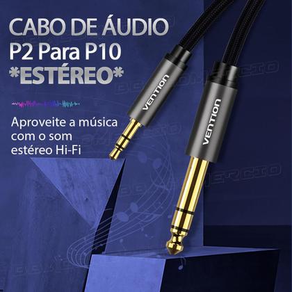 Imagem de Cabo P2  P10 Audio Auxiliar Celular Caixa Som Blindado 3m