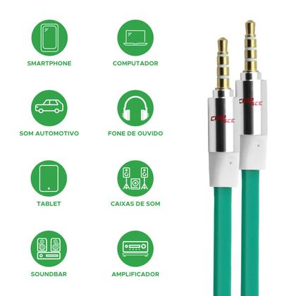 Imagem de Cabo P2 + P2 Flat Estéreo 100% cobre Profissional - 3 Metros