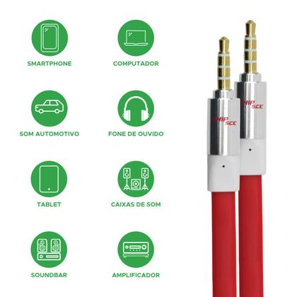 Imagem de Cabo P2 + P2 Flat Estéreo 100% cobre Profissional - 3 Metros