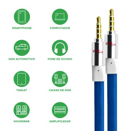 Imagem de Cabo P2 + P2 Flat Estéreo 100% cobre Profissional - 5 Metros