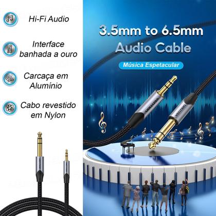 Imagem de Cabo P2 x P10 Estéreo 1 Metro Blindado Profissional Vention