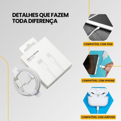 Imagem de Cabo Para Carregador Compativel iPhone 14 13 12 11 X Lightning MFI Turbo Reforçado + Protetor Cabos