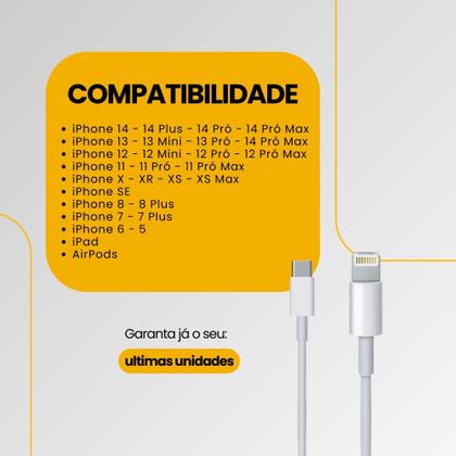 Imagem de Cabo Para Carregador Compativel iPhone 14 13 12 11 X Lightning MFI Turbo Reforçado + Protetor Cabos