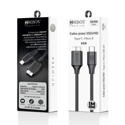 Imagem de Cabo Para Case Hd Ssd Usb 3.0 Para Usb Tipo c / micro usb De 1 Metro Modelo-CB-709 Cor Preto