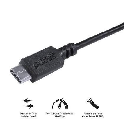 Imagem de Cabo Para Celular Smartphone Usb A 2.0  Para Usb Tipo C 1 Metro Preto - Puacp-01