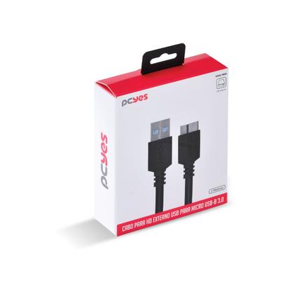 Imagem de Cabo Para Hd Externo Usb A 3.0 Macho Para Micro Usb B 3.0 (10 Pinos) Macho 28awg Puro Cobre 3 Metros - Puamcm3-3