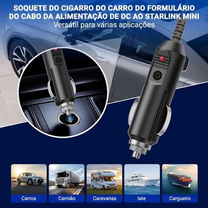 Imagem de Cabo Para Starlinkk Mini 3m 3 Metros Tamanho Ideal Para Carro Viagem E Camping Alimentação De Energia À Prova D'Água Car