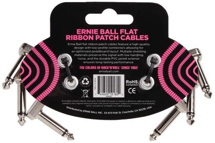 Imagem de Cabo Patch Ernie Ball Flat Ribbon - Pacote com 3 Unidades (7,62cm) - Preto