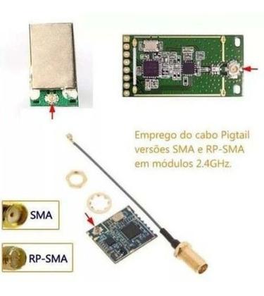 Imagem de Cabo Pigtail Ufl Ipx Mini Pci X Rp-sma Ou Rp-sma 20cm Drones