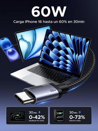 Imagem de Cabo Rápido Tipo C 60W 1M Suporta 25W Galaxy S25 A56 A16 A06