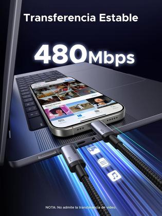 Imagem de Cabo Rápido Tipo C 60W 1M Suporta 25W Galaxy S25 A56 A16 A06