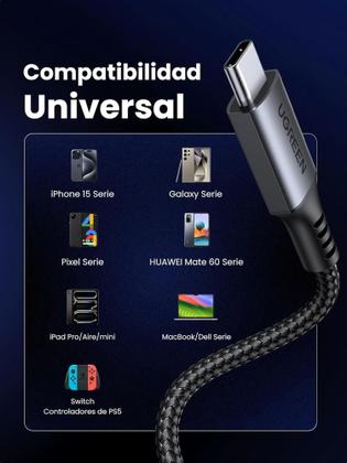 Imagem de Cabo rápido UGREEN USB C 60W ( 2 metros ) carregamento compatível MacBook-iPhone-16-15/Series-iPad
