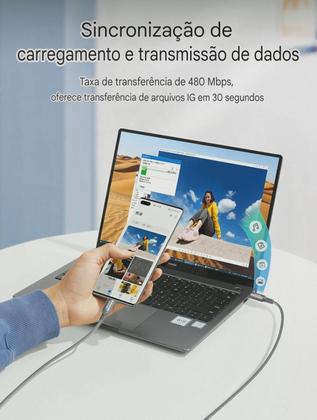 Imagem de Cabo Rápido Usb Type C 100W Carregamento Transferência Dados