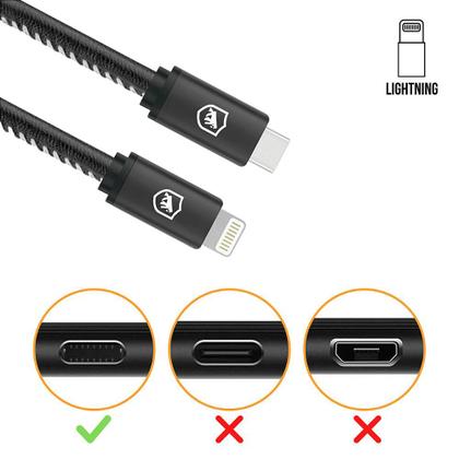Imagem de Cabo Raptor - Lightning / Tipo C - Preto - 1M - Gshield